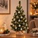 Mini sapin de Noël - 75 cm de haut - 40 boules de Noël argentées incluses - idéal pour bureau et rebord de fenêtre