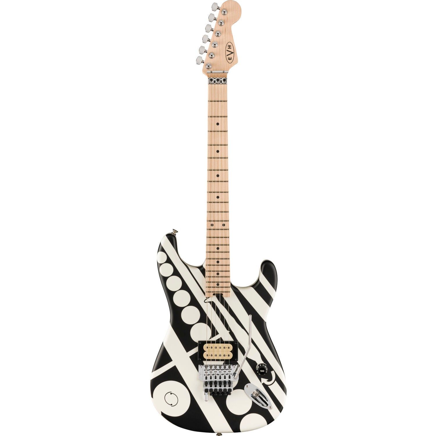 EVH Striped Series Circles White & Black Satin Electric Guitar with Gig Bag