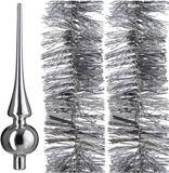 Kaemingk B.V. Ensemble de décorations pour sapin de Noël, étoile argentée et 2x guirlandes en aluminium - Décorations pour sapin de Noël argent