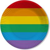 Merkloos / Sans marque Dh Konzept Gmbh Regenboog thema feestbordjes - D23 cm - 30x stuks - Papieren wegwerp servies - Tafel versiering