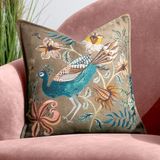 Wylder Holland Park Peacock Saffraan Linnen Look Veer rijk gevuld kussen