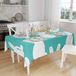 Bonamaison Tafelkleed, Anti-Mold, Sneldrogend, Waterdicht, 100% Polyester Tafellaken, Turkoois, wit, 140 x 160 Cm
