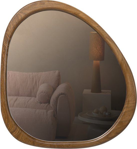 WOOOD Leif Round Mirror - Wood - Natural - 48cm