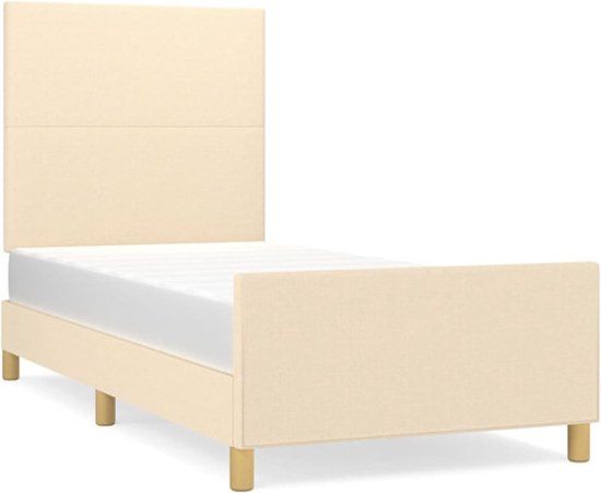 vidaXL Bedframe zonder matras 90x200 cm stof crèmekleurig