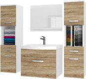 BELINI Badkamermeubel Set PRI M6 - Badmeubelset 120 cm Sonoma Eiken Mat met Wastafel en Spiegel - Wandmontage