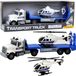 LEAN TOYS Camion de transport de police Hélicoptère Lumières et sons Ensemble