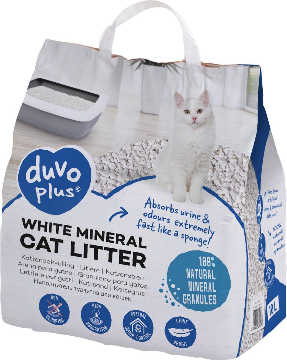 Duvo+ White mineral kattenbakvulling 10L