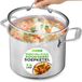 NutriChef Kookpan van roestvrij staal, 7,5 l, grote robuuste kookpan in levensmiddelenkwaliteit 18/8 voor bouillon, soepen en sauzen, met transparant glazen deksel, compatibel met alle