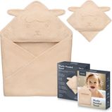 Lionelo Muslin Hooded Baby Towel – Zachte Babyhanddoek met Capuchon van 100% Katoenen Mousseline – Zachte Badcape met Capuchon – Ademend, Hypoallergeen & Irritatievrij – Uitstekende Absorptie – Voor Pasgeborenen & Oudere Kinderen – 75x75 cm