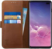 Rosso Deluxe Echt Leer Book Case Hoesje Geschikt voor Samsung Galaxy S10 Plus | Bruin