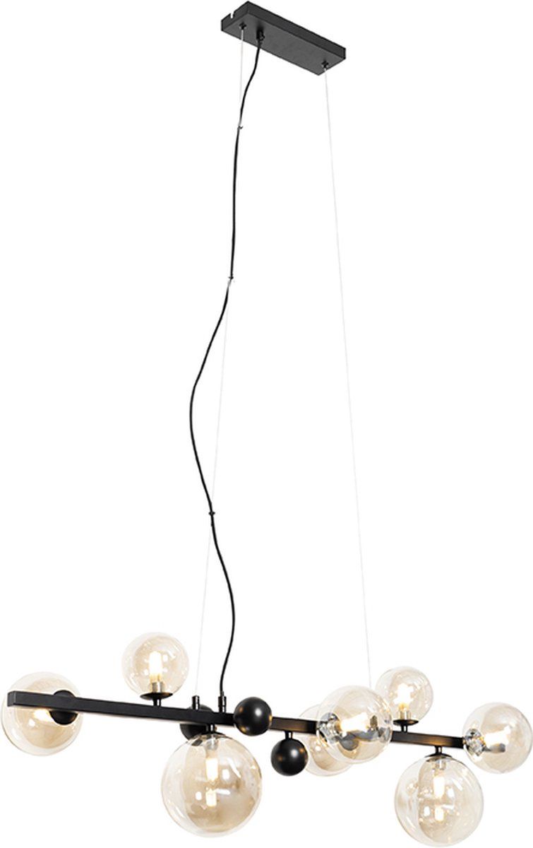 QAZQA David Art Deco Hanglamp - 8 Lichts - Zwart