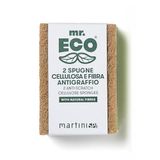 martini SPA Mr Eco dubbele actiespons, cellulose en krasbestendige vezels, groen en bruin, 10 x 7 x 2 cm, 32 g, 2 eenheden