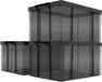 Merkloos 35 x 3 plastic opbergdozen met heavy-duty deksels en veilige vergrendelingsgespen, stapelbaar en stapelbaar 3-pack helder zwart met zwarte gesp