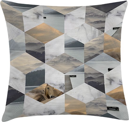 TAK Design Kussen Collage Cube - Katoen - 45 x 45 cm