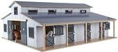 Kids Globe Écurie pour chevaux avec 7 boxes et prairie 1:24