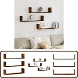vidaXL Wandschappen 3 st 80x18x18 cm bewerkt hout gerookt eikenkleurig