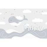 Baleine Papier Peint Panoramique Enfant Avec Prénom Personnalisable - 260 cm x 173 cm