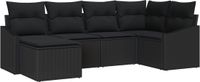 vidaXL Tuin Eettafel Set 6-delig Zwart Poly Rattan en Poedercoated Staal