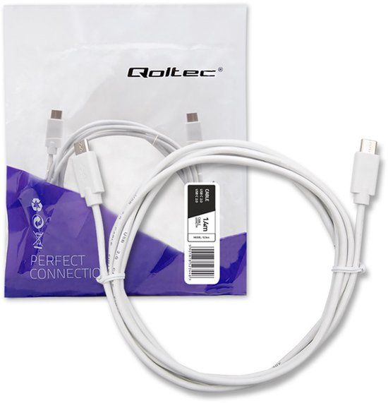 Qoltec Serie - USB Type C Kabel - 1.4m - Wit