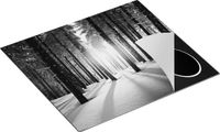 Chefcare Inductie Beschermer Bos met Sneeuw tijdens de Zonsondergang - Zwart Wit - 57,6x51,6 cm