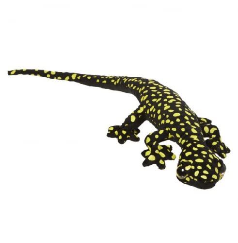 Nature Planet Pluche gekko zwart met geel 62 cm