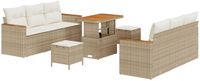 vidaXL Tuinbank Set 9-delig Beige Polyrattan