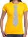 Bellatio Decorations Shoppartners Bv Carnaval verkleed t-shirt - met stropdas - geel - zilver glitters - dames - verkleedkleding - Eighties - Disco - VIP XL