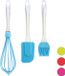 Merkloos Relaxdays Bakborstel, 3-delige set, bakkwast, schraper en garde, bakaccessoires, turquoise