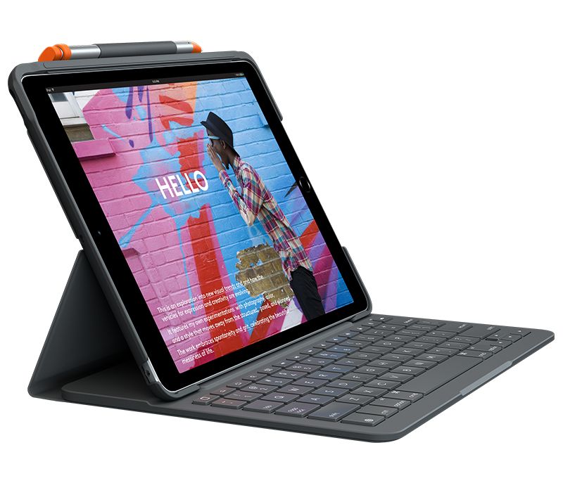 Logitech Slim Folio - Grafiet - QWERTZ Zwitsers - iPad (7th gen)