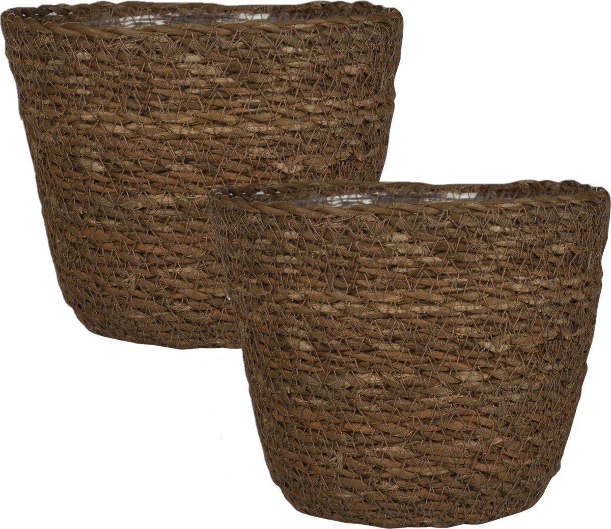 Steege Set van 4 plantenpotten - Jute/zeegras - 15 cm - Camel bruin