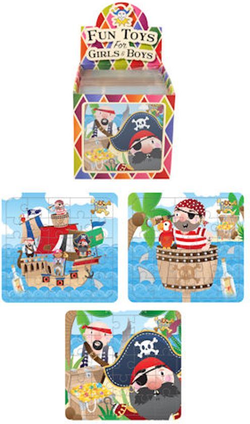 108 Stuks Puzzel: Piraten 13 x 12 Cm in Traktatiebox Uitdeelcadeautjes