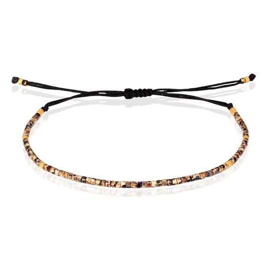 Memphis Fijn Kralen Armbandje - Bruin/Groen