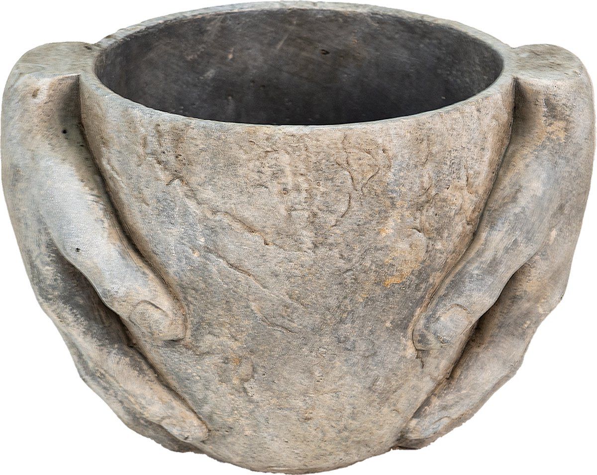 Clayre & Eef Bloempot 28x21x19 cm Grijs Steen Handen