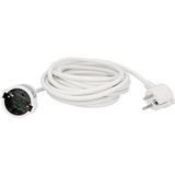 Schuko-verlenging met platte stekker, 5 meter, wit