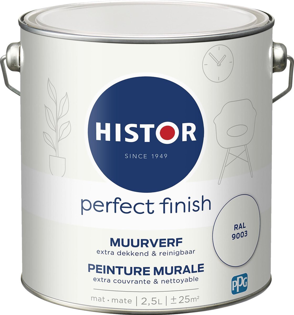 Histor Perfect Finish Muurverf Mat - Ral 9003 - 2,5 liter