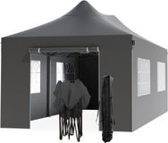 LifeGoods Partytent - Paviljoen - 3x6 m - Zijwanden - Easy Up - Opvouwbaar - Waterdicht - Draagtas met Wieltjes - Antraciet