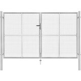 vidaXL Porte de Jardin Portillon de Jardin Portail de Jardin Portail de Clôture de Patio Barrière de Terrasse Extérieur Acier Galvanisé 306x200 cm