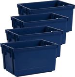 EDA Boîte de rangement/caisse de rangement 20 L - 8x - Bleu - Plastique - 39 x 29 x 23 cm