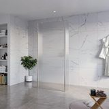 FortiFura Galeria Vrijstaande Inloopdouche - 90x200cm - helder geribbeld - antikalk - 8mm veiligheidsglas - 2 zijwanden - 40cm - wandsteunen en hoekprofielen - PVD - geborsteld RVS