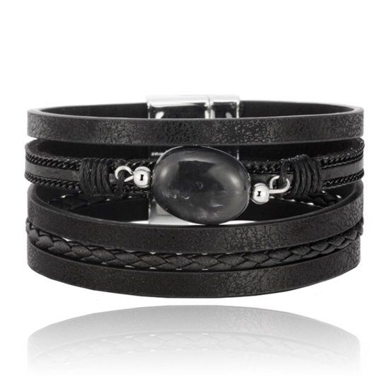 Deja Jewels Lookinggoodtoday Layered Armband Vintage met Steen - Zwart