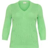 KAFFE Curve KAFFE Vrouwentrui Carlie Lange Mouw V-hals Wol Groen L