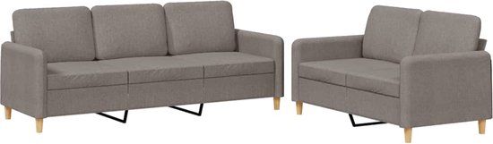 vidaXL 2-delige Loungeset met kussens stof taupe