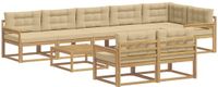 vidaXL Bankset voor buiten, 9-delig, wit en beige, polyester