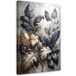 Toile imprimée : feuilles d'acanthe et de laurier noires sur fond beige, 70x100