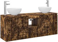 vidaXL - Badkamerkast - set - 3 - st - Gerookt - eiken - 129 - x - 41 - x - 80 - cm
