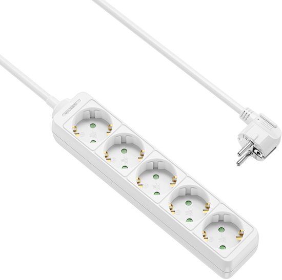 Allteq Stekkerdoos - 5-voudig - Wit - 1.5 meter