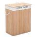 JOYFURNOS Panier à linge en bambou naturel avec 2 compartiments, 100 litres, pliable avec sac amovible, 52 x 63 x 32 cm