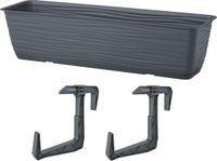 Form Plastic Balkon plantenbak Balustrade - incl ophangbeugels - kunststof - antraciet - L50 x B17 x H14