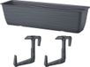 Form Plastic Balkon plantenbak Balustrade - incl ophangbeugels - kunststof - antraciet - L50 x B17 x H14