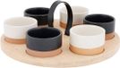 Cosy & Trendy Serveerplank bamboe - met 6x luxe schaaltjes - 25 x 25.5 cm - tapas hapjes en saus schaaltjes - party set